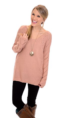 So Sweet Cable Knit Sweater, Rose