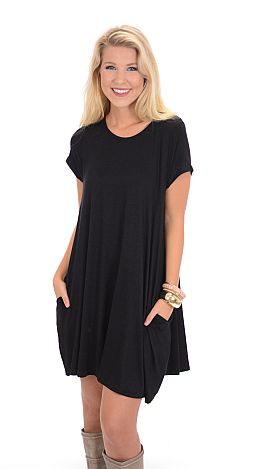 Knit Frock with Pockets, Black