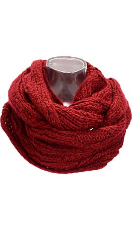 Crochet Wave Scarf, Burgundy