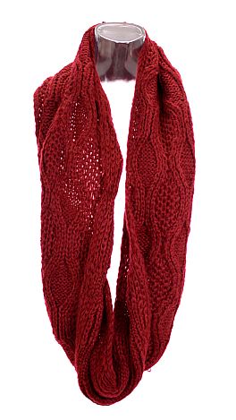 Crochet Wave Scarf, Burgundy