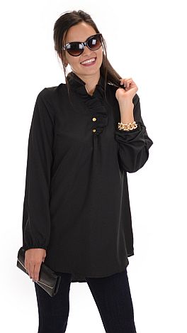 Standing Collar Tunic, Black