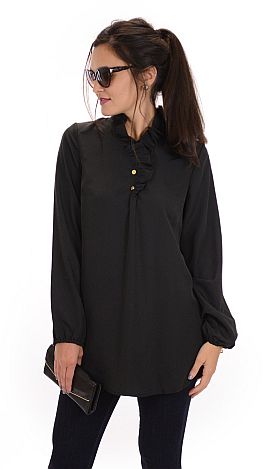 Standing Collar Tunic, Black