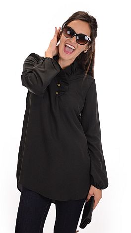 Standing Collar Tunic, Black