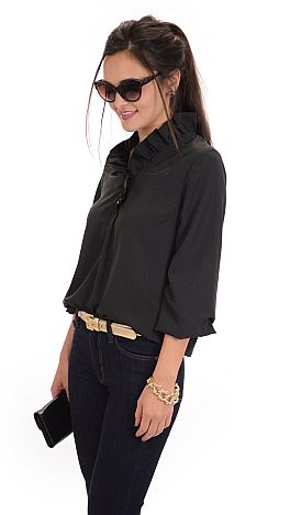 Standing Collar Tunic, Black