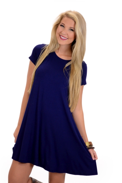 Knit Frock with Pockets, Navy