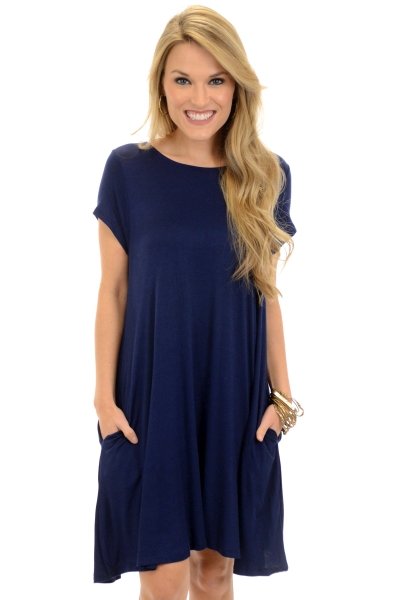 Knit Frock with Pockets, Navy - Gameday - The Blue Door Boutique