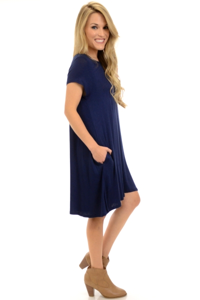Knit Frock with Pockets, Navy