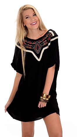 Western Embroidered Shift Dress