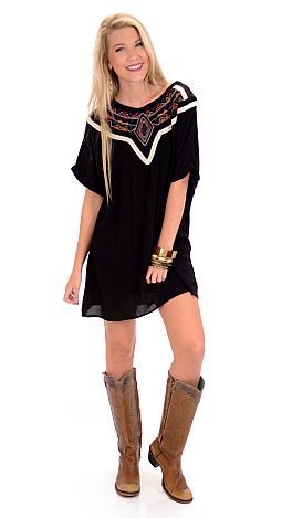 Western Embroidered Shift Dress