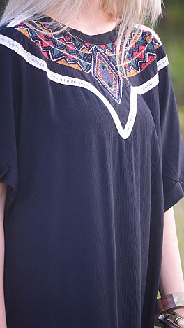 Western Embroidered Shift Dress