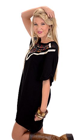 Western Embroidered Shift Dress