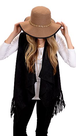 Falling for Fringe Vest, Black