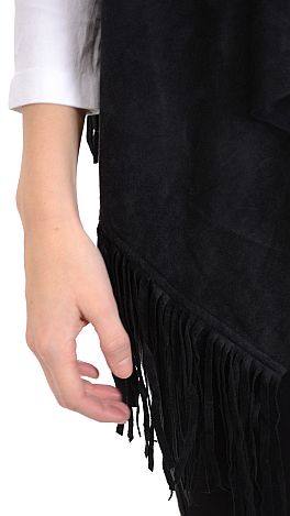 Falling for Fringe Vest, Black