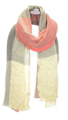 Soft Sweater Scarf, Coral Plaid