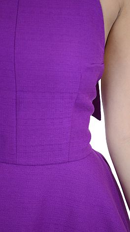 Structured Bow Halter Dress, Purple