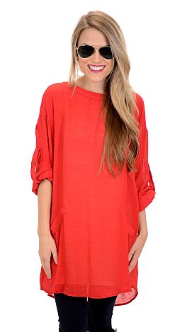 Oh My Gauze Tunic, Red