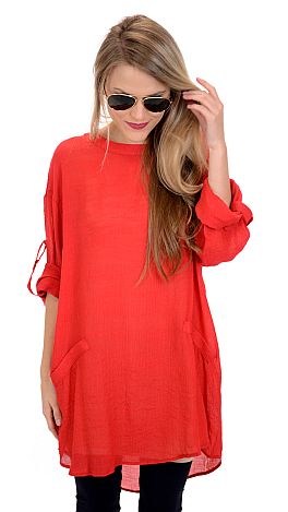 Oh My Gauze Tunic, Red