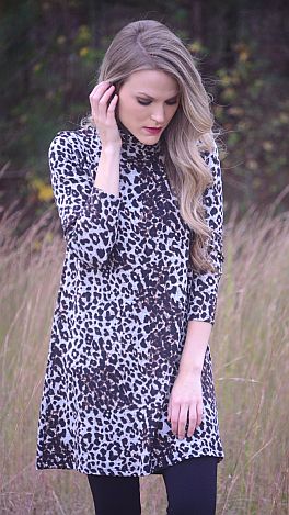 Leopard Mock Neck Dress
