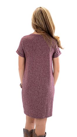 Cuff Sleeve Sweater Dress, Burgundy