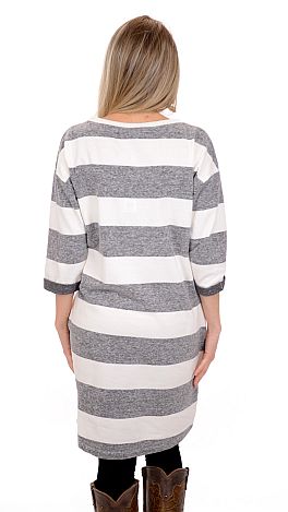 Stripe Sweatshirt Dress, Gray