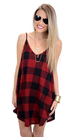 Gingham Swing Tank, Red