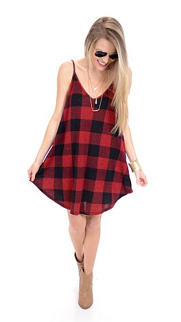 Gingham Swing Tank, Red