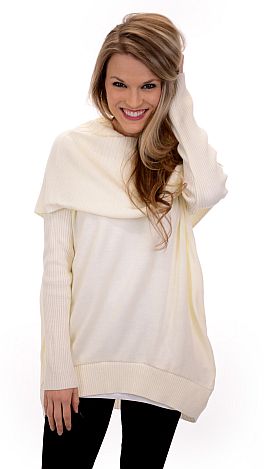 Plush Cowl Neck, Ivory