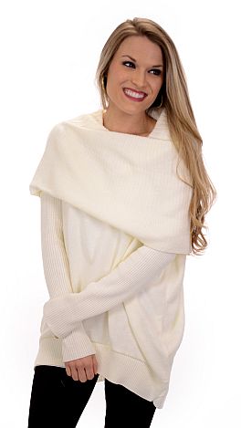 Plush Cowl Neck, Ivory