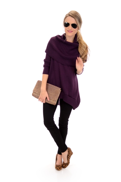 Plush Cowl Neck, Purple