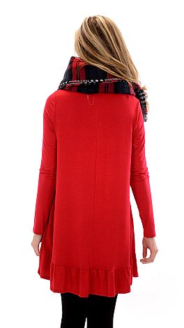 Ruffle Bottom Knit Dress, Red