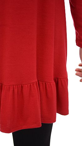 Ruffle Bottom Knit Dress, Red