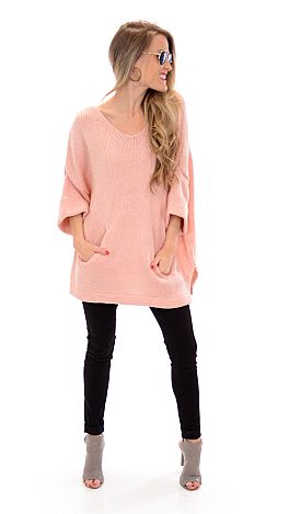 Kangaroo Pouch Sweater, Blush