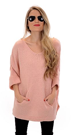 Kangaroo Pouch Sweater, Blush