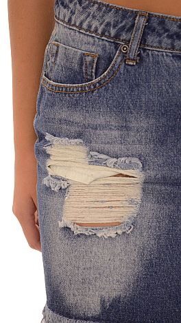 Distressed Denim Skirt