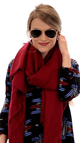 Solid Blanket Scarf, Burgundy