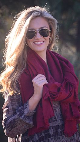 Solid Blanket Scarf, Burgundy