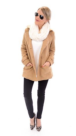 Double Breasted Pea Coat, Camel