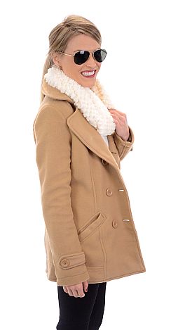 Double Breasted Pea Coat, Camel