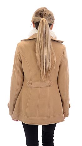 Double Breasted Pea Coat, Camel