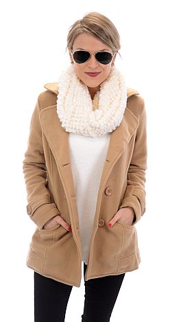 Double Breasted Pea Coat, Camel