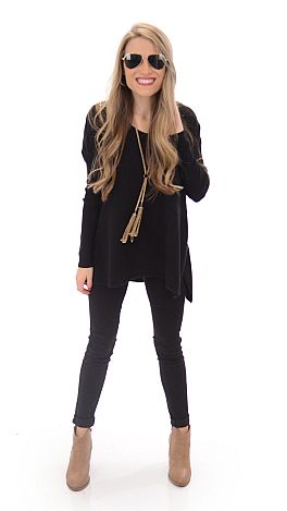 Luxury Knit Top, Black