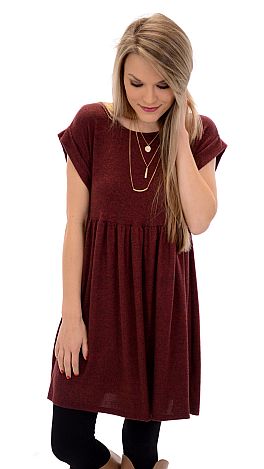 Hachi Babydoll Dress, Wine