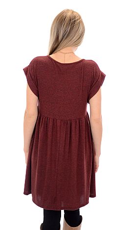 Hachi Babydoll Dress, Wine