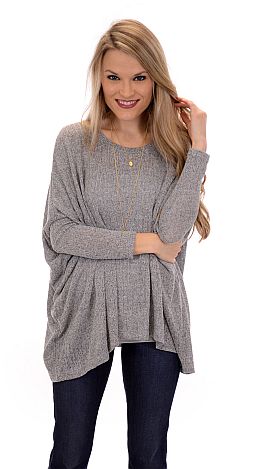 Boxy Dolman Top, Heather Grey