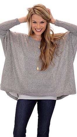 Boxy Dolman Top, Heather Grey