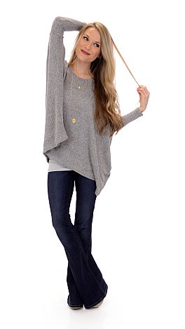 Boxy Dolman Top, Heather Grey