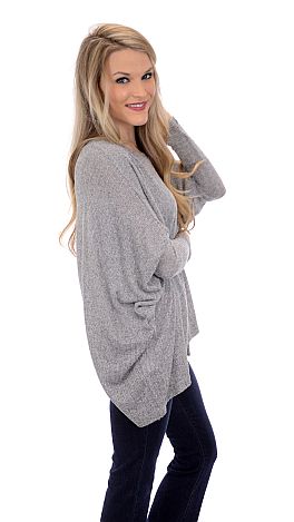 Boxy Dolman Top, Heather Grey