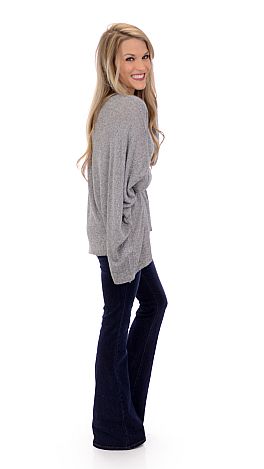 Boxy Dolman Top, Heather Grey