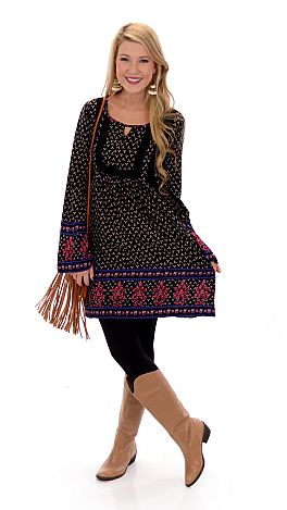 Pretty Peasant Dress, Black