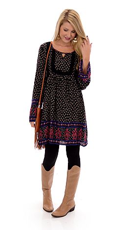 Pretty Peasant Dress, Black